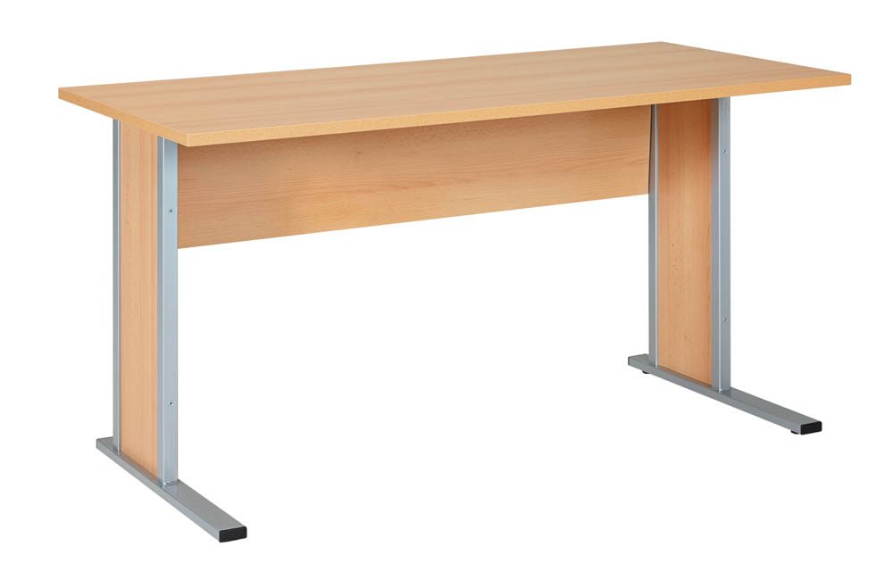 MOBELPARTNER Schreibtisch buche rechteckig Kufen Gestell silber 140 0 x 65 0 cm