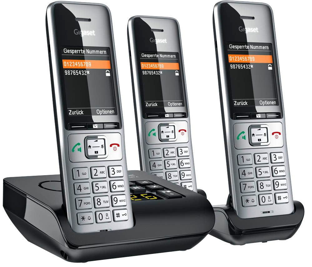 Gigaset COMFORT 500A Trio Schnurloses Telefon-Set Mit Anrufbeantworter ...