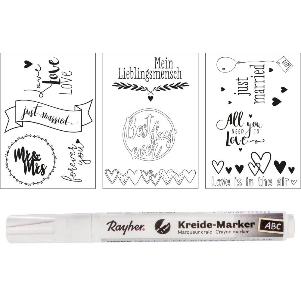 Rayher Fensterbilder Malvorlagen Hochzeit & Liebe weiß/schwarz office