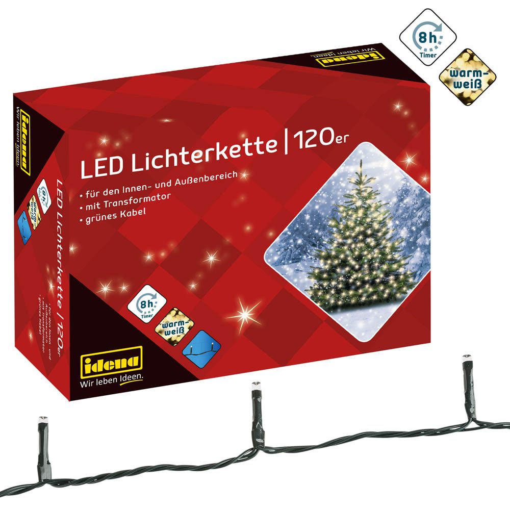 Idena 120er LED Lichterkette grün 20,0 m office discount