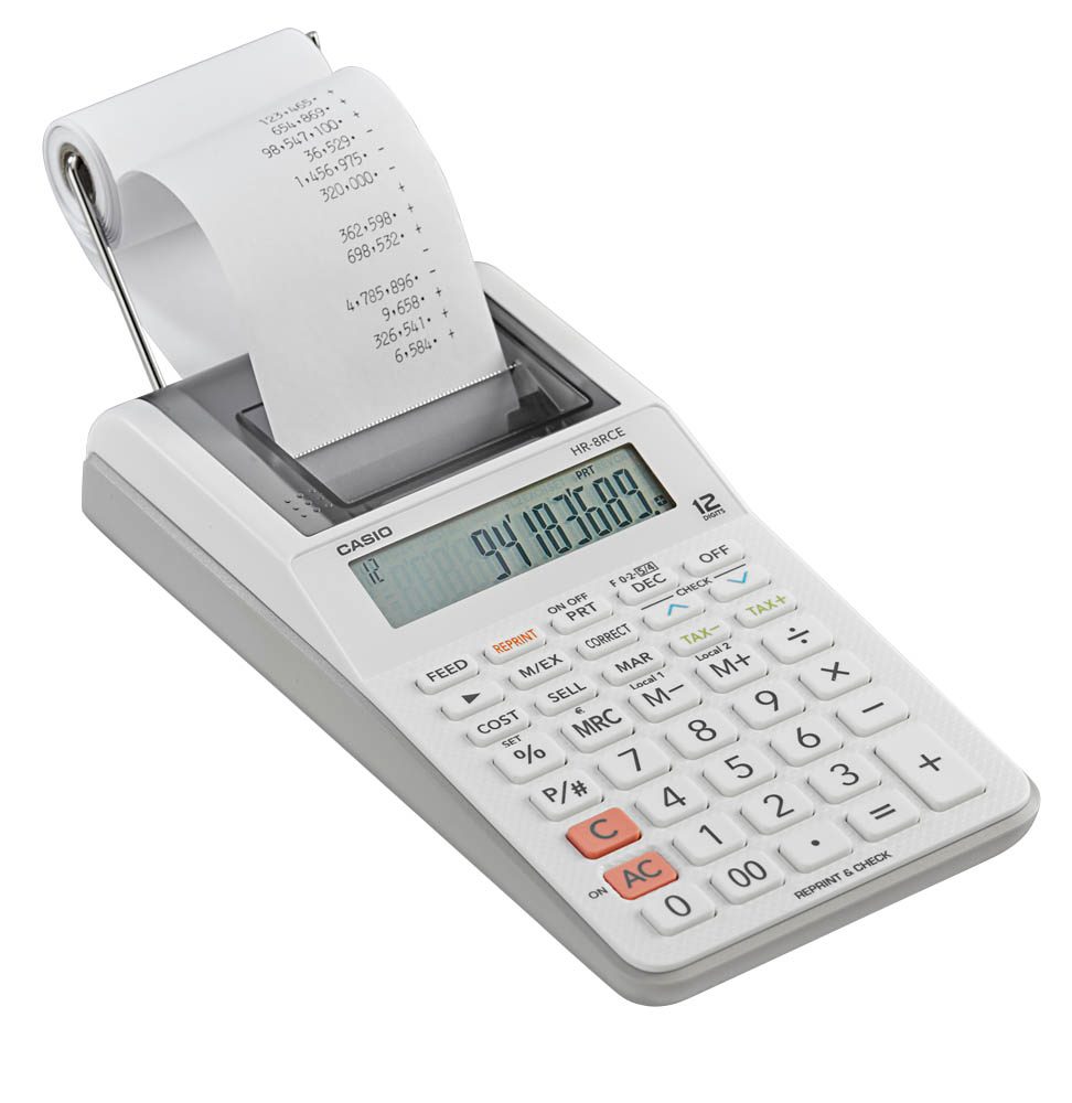CASIO HR8RCE Tischrechner druckend weiß office discount