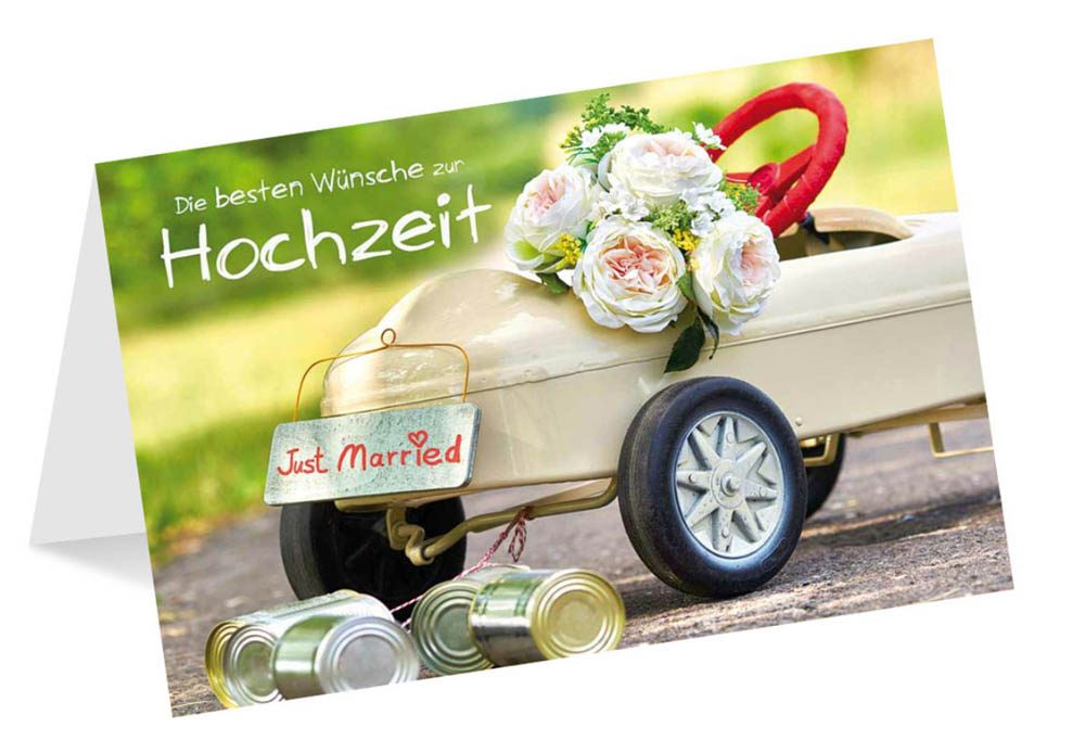 LUMA Glückwunschkarte Hochzeit Auto mit Dosen DIN B6 office discount