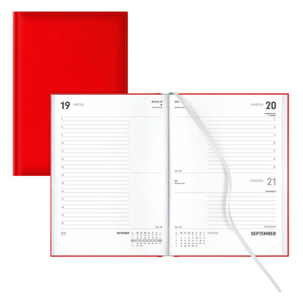 Lediberg Buchkalender Tagesplaner 2025 rot office discount