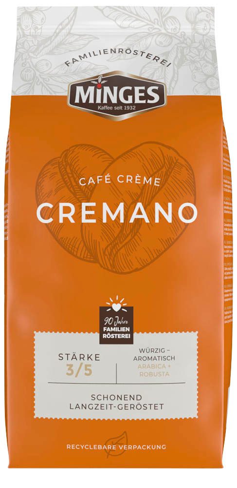 MINGES Caffe Cremano Kaffeebohnen, Arabica- und Robustabohnen kräftig ...