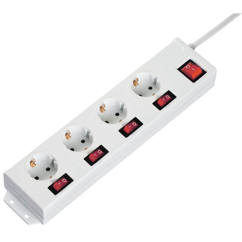 hama 4-fach Steckdosenleiste mit Schalter 1,4 m weiß | office discount