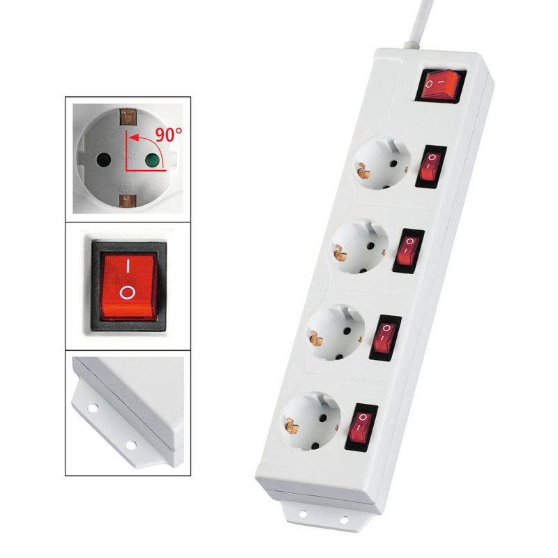 hama 4-fach Steckdosenleiste mit Schalter 1,4 m weiß | office discount