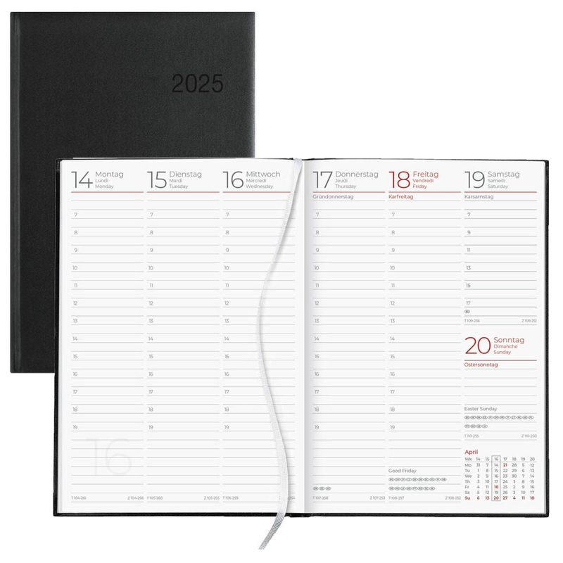 ZETTLER KALENDER Buchkalender Wochenplaner 2025 schwarz office discount