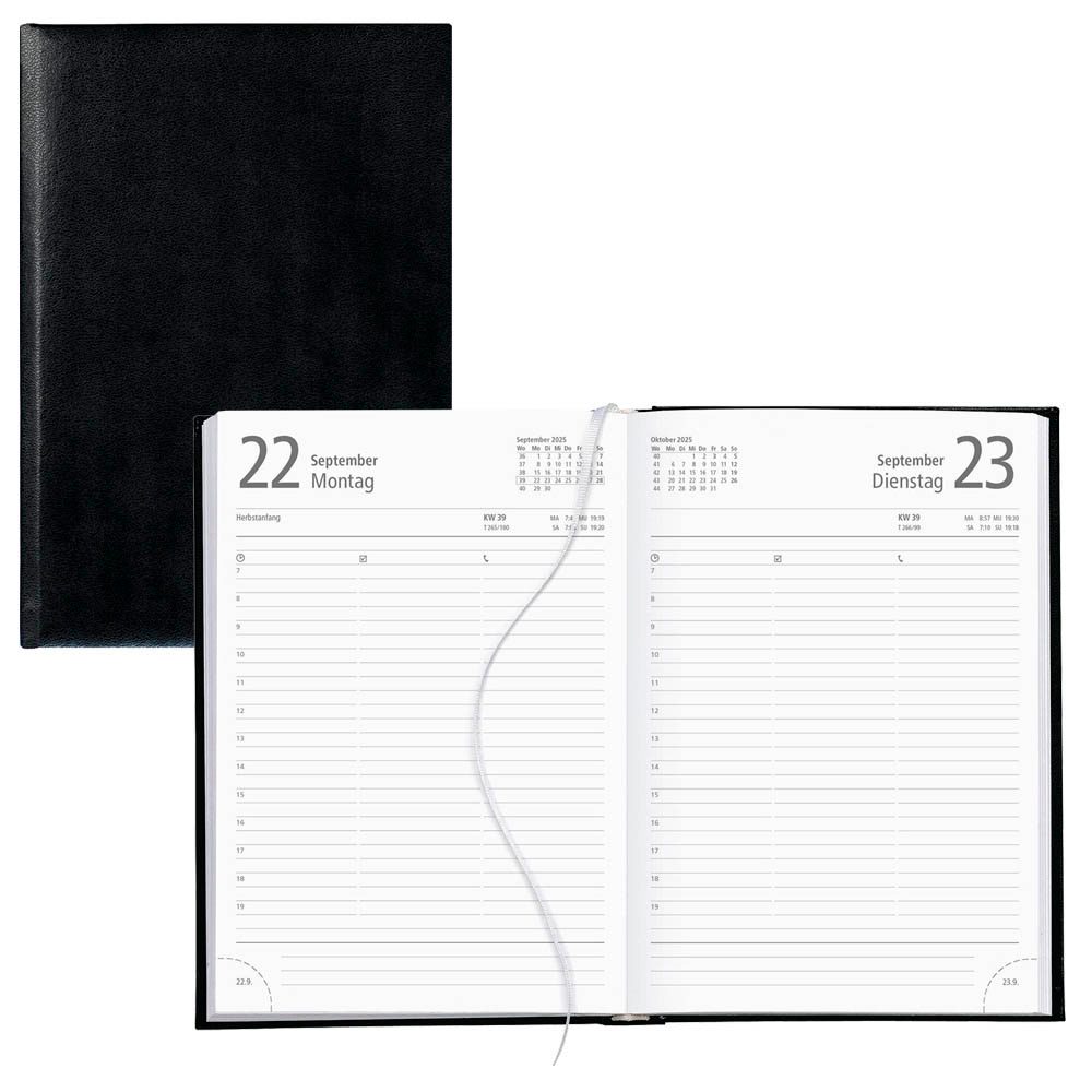 ZETTLER KALENDER Buchkalender Tagesplaner 2025 schwarz office discount