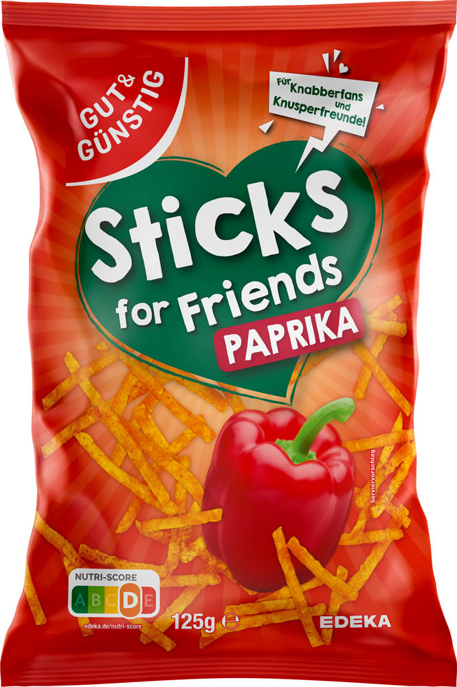 GUT&GÜNSTIG Sticks Paprika Chips 125,0 g office discount