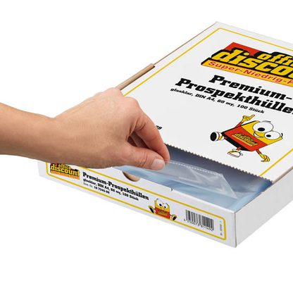 Prospekthüllen 100 office discount Prospekthüllen DIN A4 glasklar glatt 0,06 mm von office discount - Bild 3
