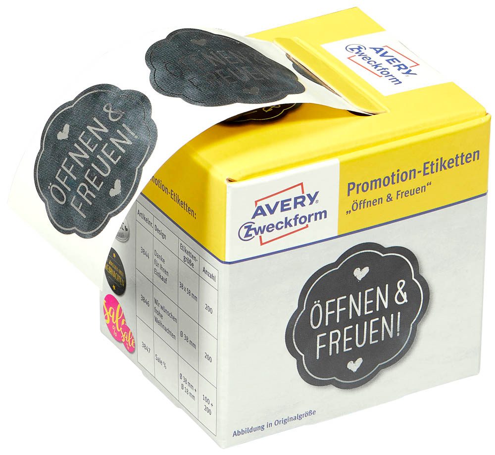 AVERY Zweckform Aufkleber 3845 Öffnen&Freuen, 200 Etiketten | office ...