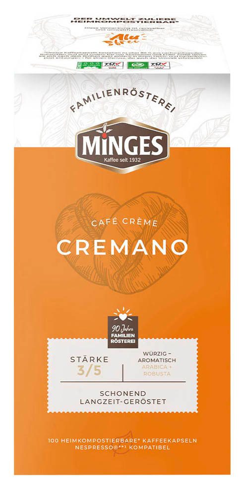 MINGES Café Créme Cremano Kaffeekapseln kräftig, 520 g | office discount
